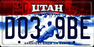 UT license plate D039BE