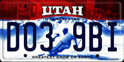 UT license plate D039BI