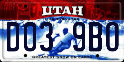 UT license plate D039BO