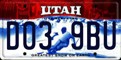 UT license plate D039BU