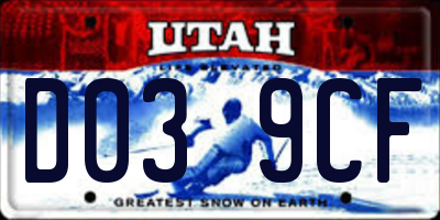 UT license plate D039CF