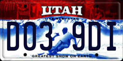 UT license plate D039DI