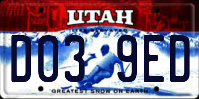 UT license plate D039ED
