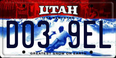 UT license plate D039EL