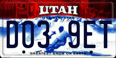 UT license plate D039ET