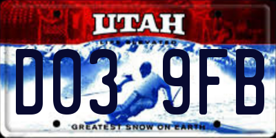 UT license plate D039FB
