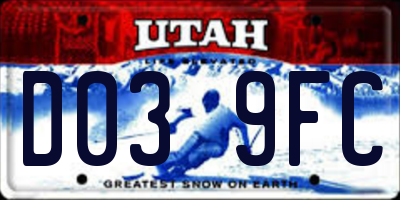 UT license plate D039FC