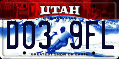 UT license plate D039FL