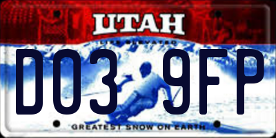 UT license plate D039FP