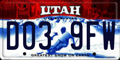 UT license plate D039FW