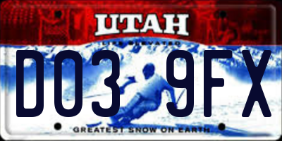 UT license plate D039FX