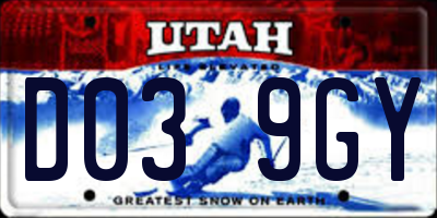 UT license plate D039GY