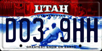 UT license plate D039HH