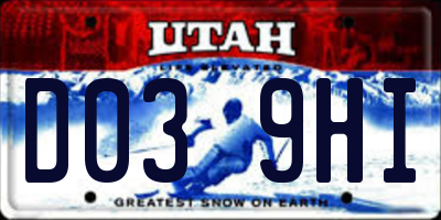 UT license plate D039HI