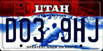 UT license plate D039HJ