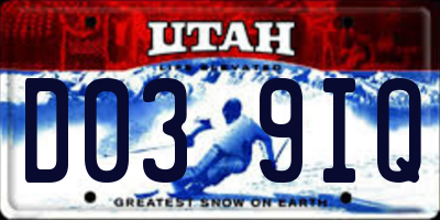 UT license plate D039IQ