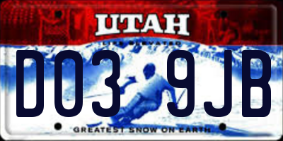 UT license plate D039JB