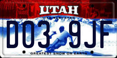 UT license plate D039JF
