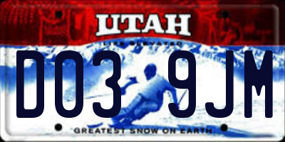 UT license plate D039JM