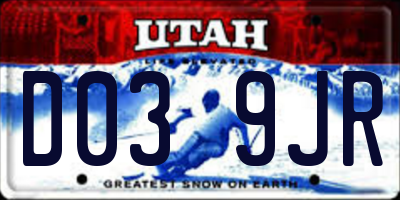 UT license plate D039JR