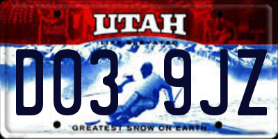 UT license plate D039JZ
