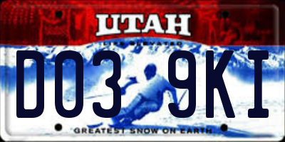 UT license plate D039KI