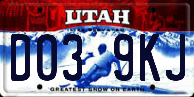 UT license plate D039KJ