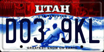 UT license plate D039KL