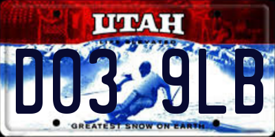 UT license plate D039LB