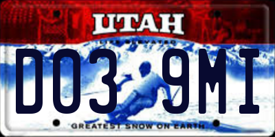 UT license plate D039MI