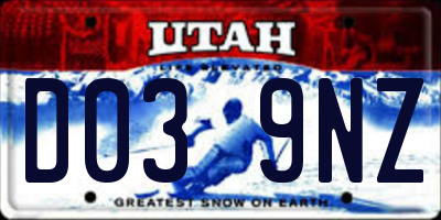 UT license plate D039NZ