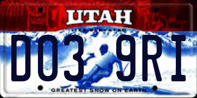 UT license plate D039RI