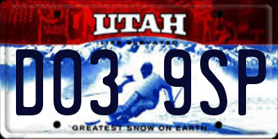 UT license plate D039SP