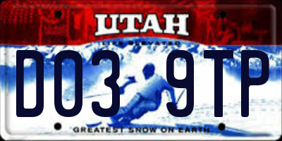 UT license plate D039TP
