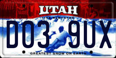 UT license plate D039UX