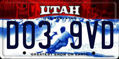 UT license plate D039VD