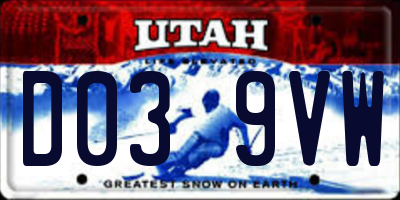 UT license plate D039VW