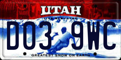 UT license plate D039WC