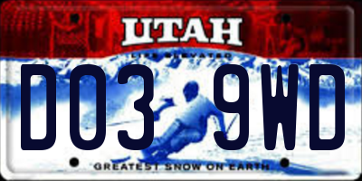 UT license plate D039WD