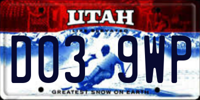 UT license plate D039WP