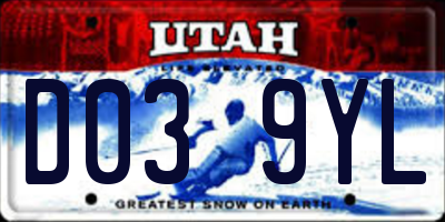 UT license plate D039YL