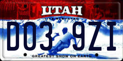 UT license plate D039ZI