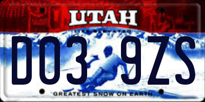 UT license plate D039ZS