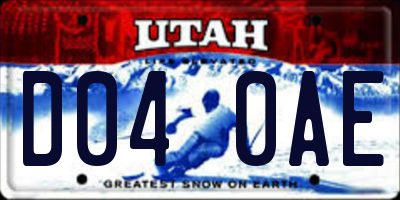 UT license plate D040AE