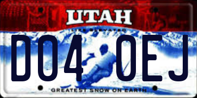 UT license plate D040EJ