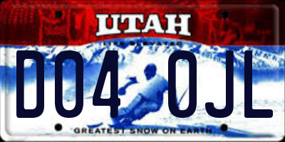 UT license plate D040JL