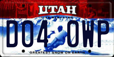 UT license plate D040WP