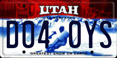 UT license plate D040YS