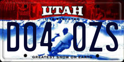 UT license plate D040ZS