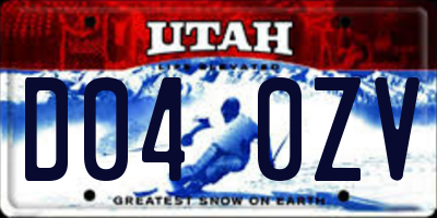 UT license plate D040ZV